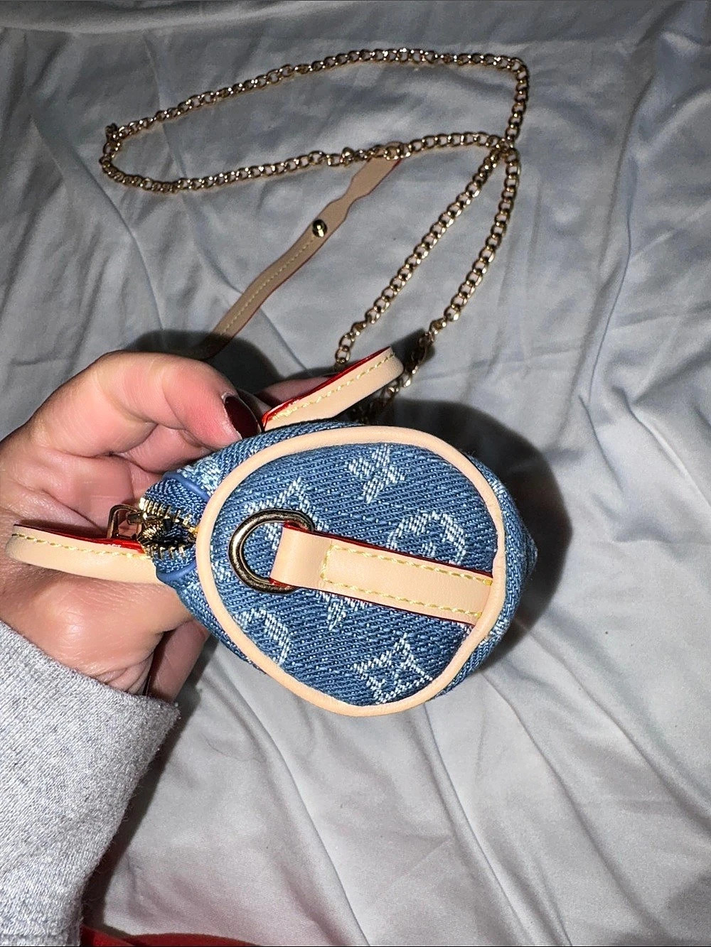 Inspired by micro Bag Denim Blue & Tan - Picture 6 of 9